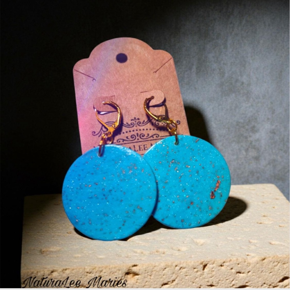 Turquoise Stone Round Drop Earrings